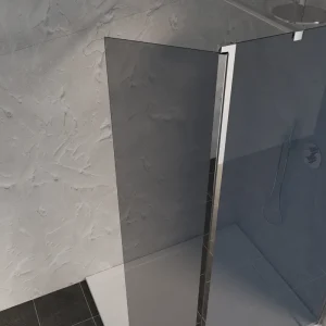 Déflecteur pivotant 40x200 cm profilé chrome verre fumé 8 mm Signature - OCEA Prix Cassé