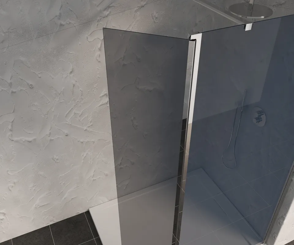 Déflecteur pivotant 40x200 cm profilé chrome verre fumé 8 mm Signature - OCEA Prix Cassé