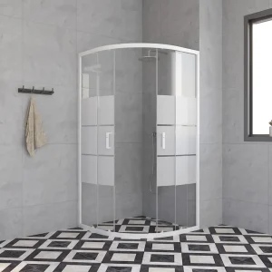 Jusqu'à Épuisement Des Stocks Accès d‘angle coulissant 1/4 de cercle 90x90x185 cm profilé blanc verre sérigraphié 4 mm Primera - OCEA