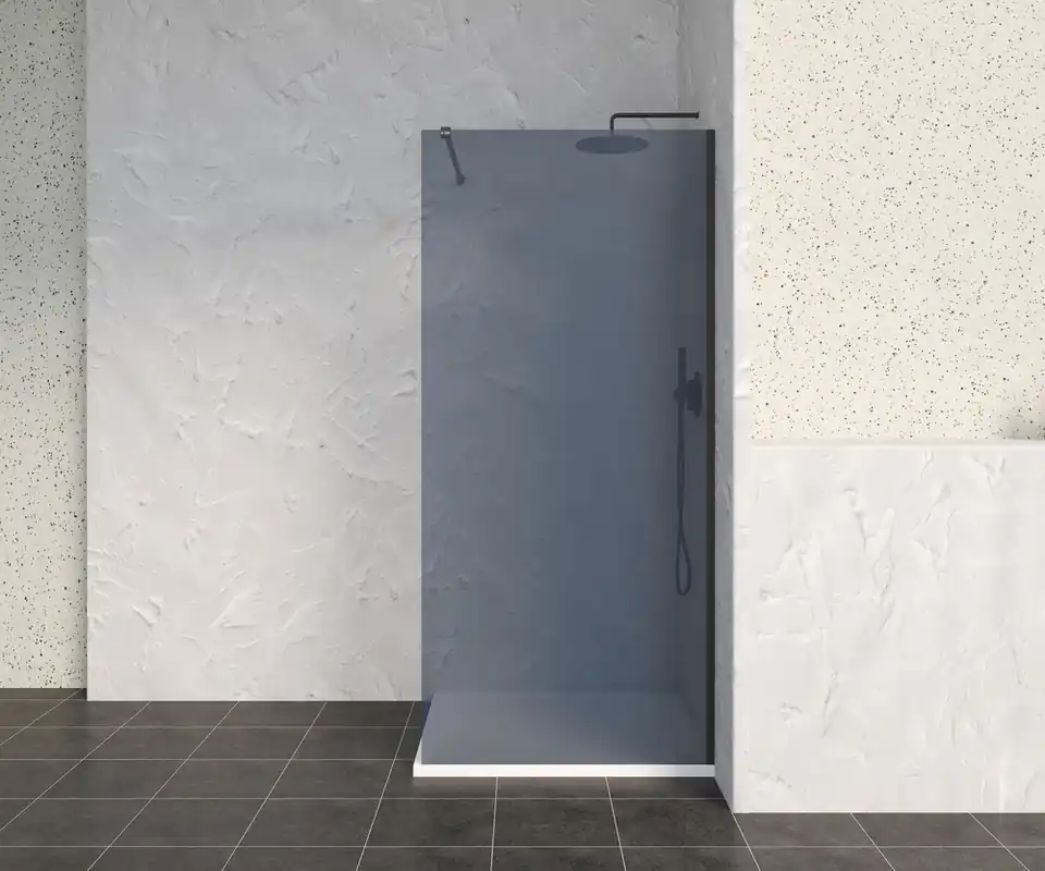 Paroi de douche à l‘italienne 90x200 cm profilé noir verre fumé 8 mm Signature - OCEA Achetez Aujourd'hui
