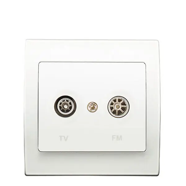 Meilleure Vente SIEMENS PriseTV/FM Blanc Delta Iris + Plaque basic Blanc