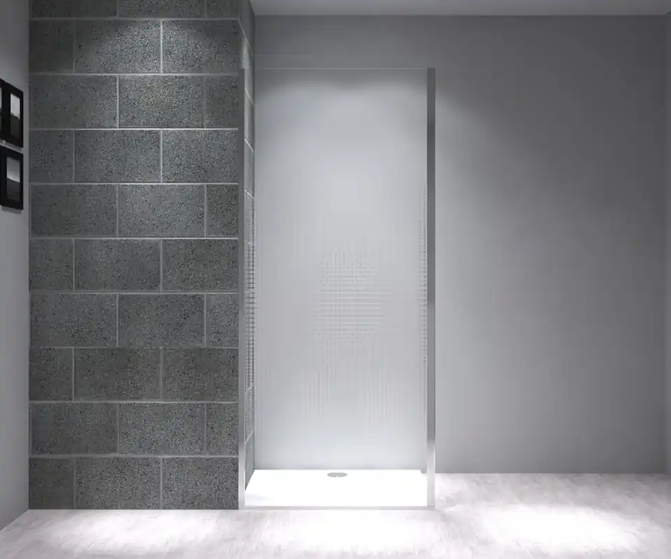 Nouvelle Collection Paroi de douche latérale fixe 90x195 cm profilé chrome verre sérigraphié 6 mm Serenity - OCEA