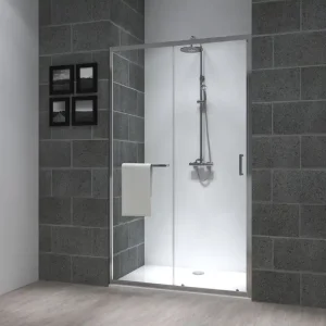 Bon Marché Porte de douche coulissante 120x195 cm profilé chrome verre transparent 6 mm Serenity - OCEA