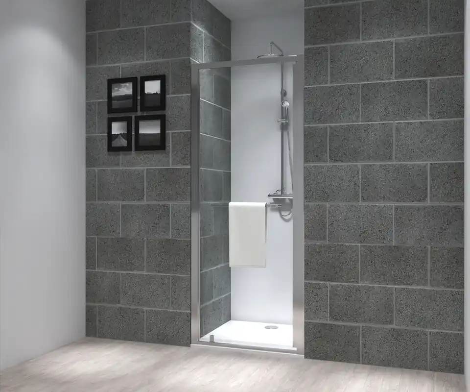 Porte de douche pivotante 80x195 cm profilé chrome verre transparent 6 mm Serenity - OCEA Offre Exclusive