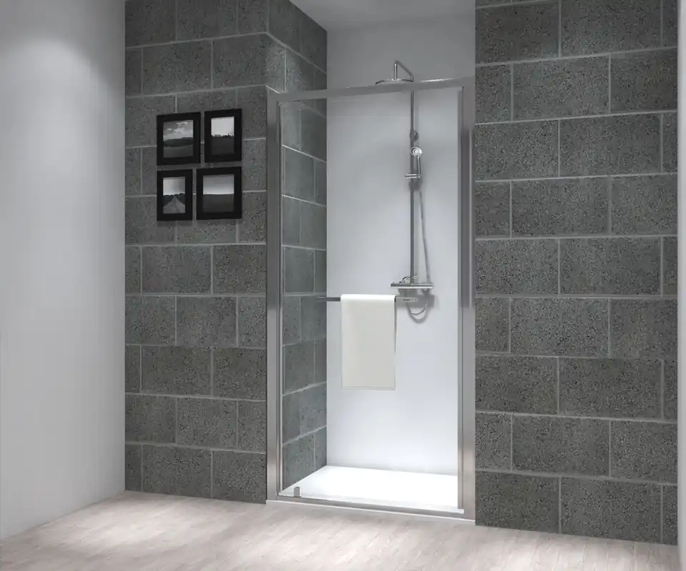 Porte de douche pivotante 100x195 cm profilé chrome verre transparent 6 mm Serenity - OCEA Dernière Chance