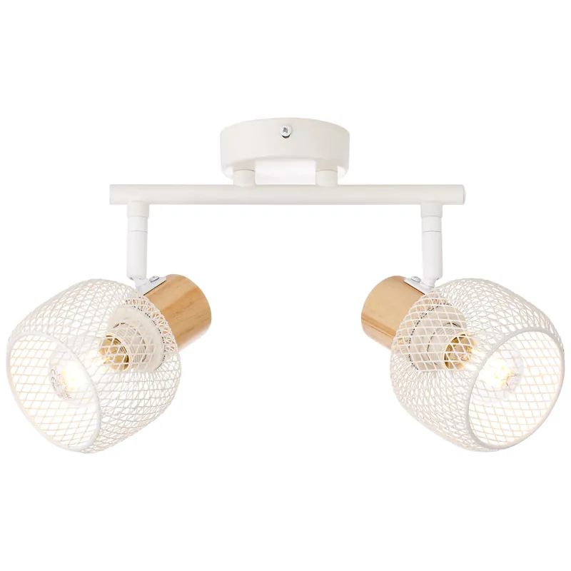 Offre Spéciale Réglette GIADA E14 2x28W blanc et bois- BRILLIANT