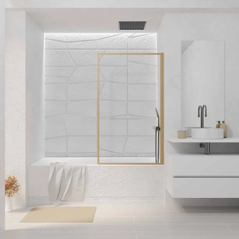 Certifié Pare-baignoire rabattable 140x80 cm Wooden Edge AURLANE