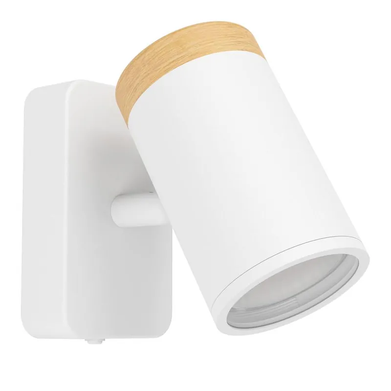 Spot salle de bains GU10 Consuma blanc et bois IP44 3W - EGLO Promotion