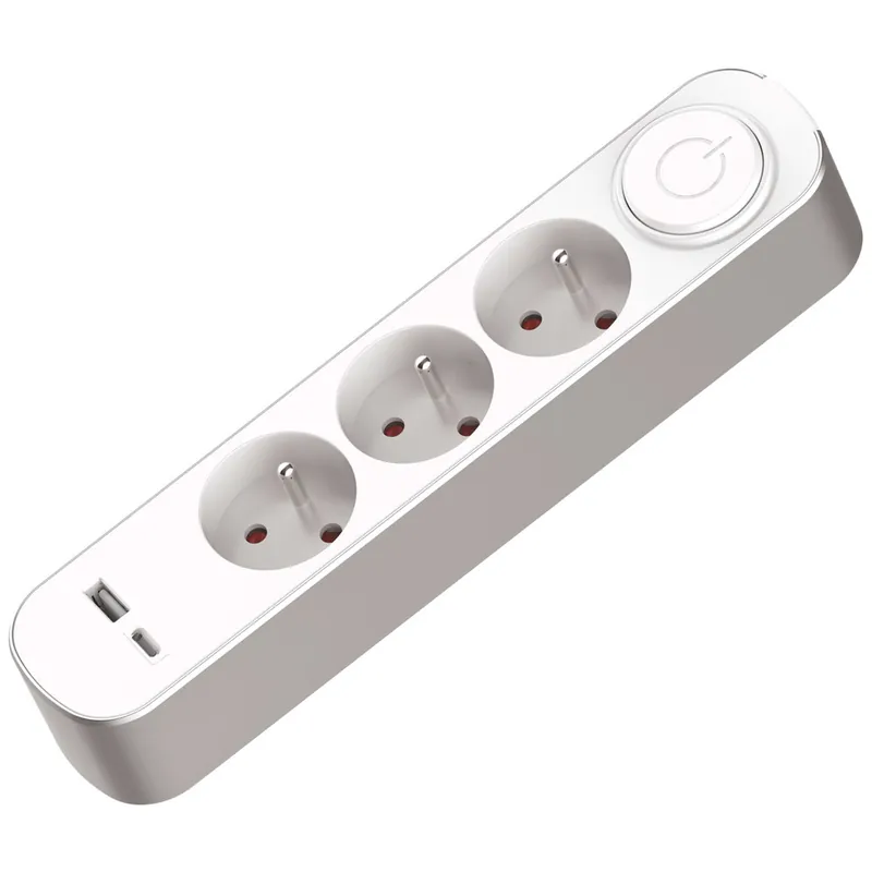 Satisfait Ou Remboursé Multiprise avec interrupteur 3 prises + USB A + USB C 1m blanc - GEFOM