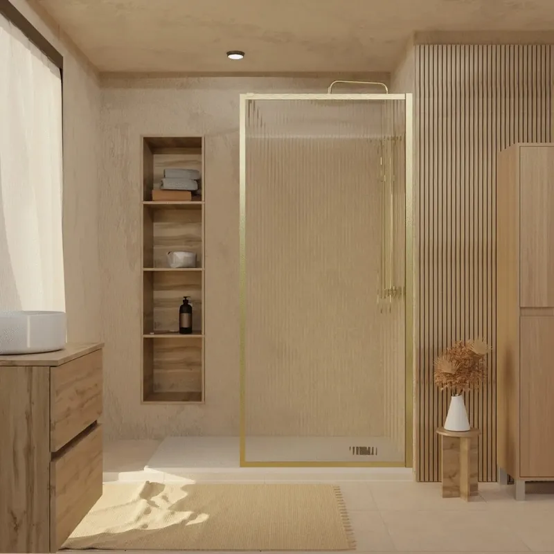 Populaire Paroi de douche à l‘italienne 90x200 cm profilé or verre transparent 6 mm Golden Edge - AURLANE
