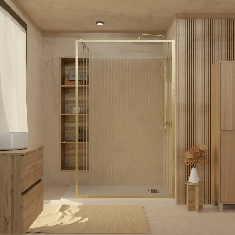 Dernier Modèle Paroi de douche à l‘italienne 120x200 cm profilé or verre transparent 6 mm Golden Edge - AURLANE