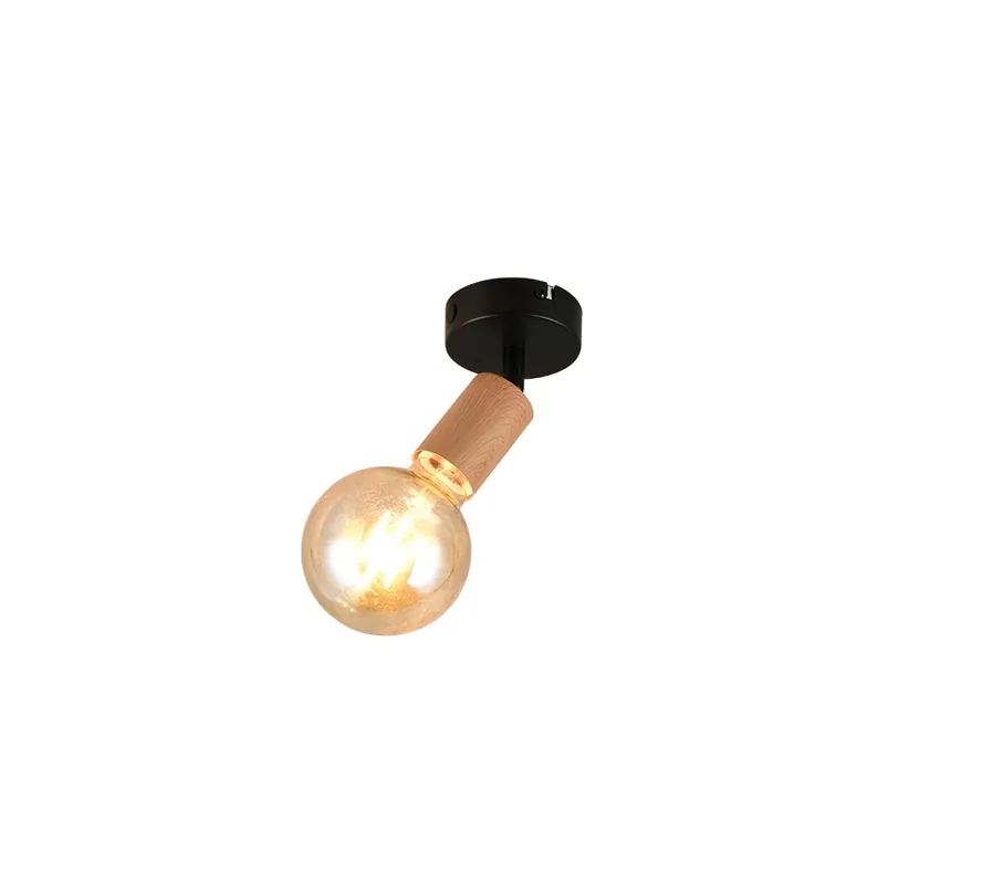 Soldes Spot E27 Lamego noir et bois 10W - REALITY