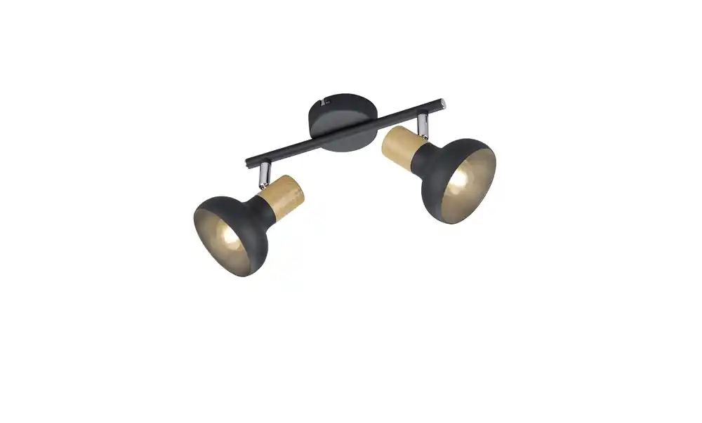 Réglette 2 spots E14 Latika noir et bois 2x10W - REALITY Promotion Saisonnière