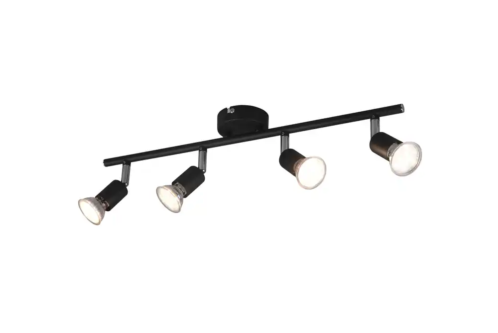 Réglette 4 spots GU10 Paris noir 4x35W - REALITY Certifié