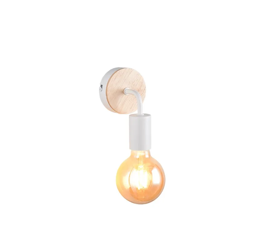 Acheter En Ligne Applique E27 Merida blanc et bois 10W - REALITY