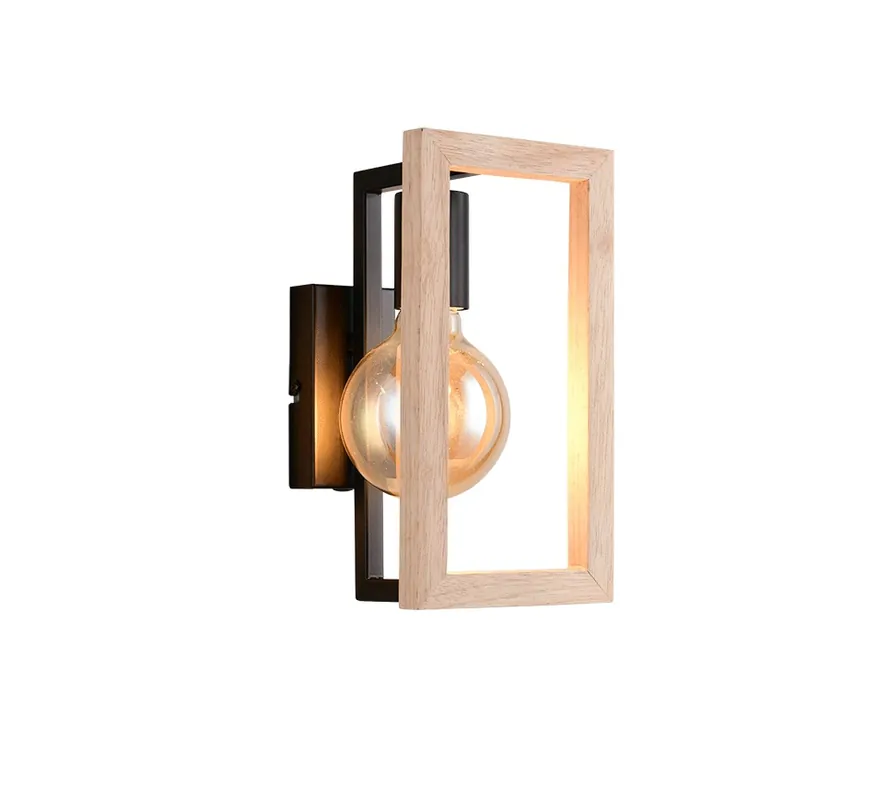 Applique E27 Bano noir et bois 10W - REALITY Nouvel Arrivage