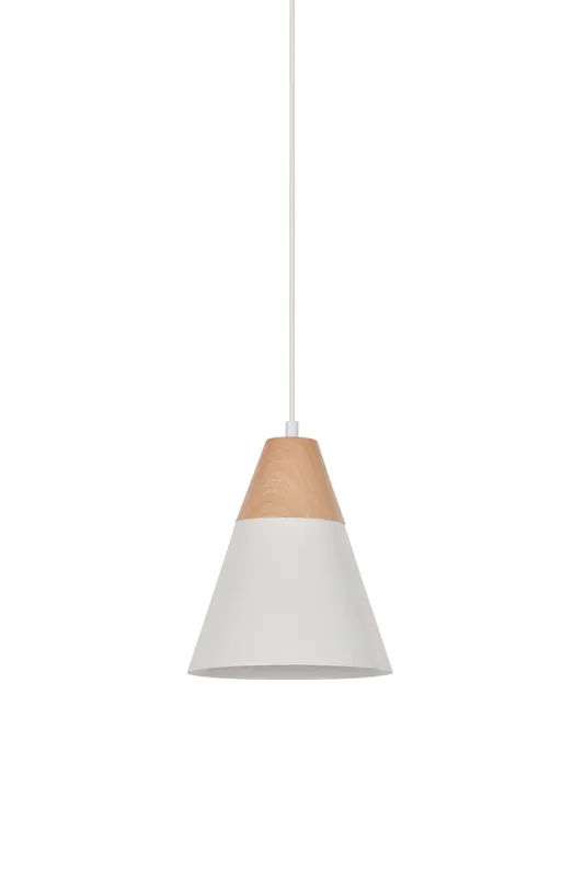 Suspension Sofia métal blanc et bois E27 Ø 20 cm- COREP Achetez Aujourd'hui