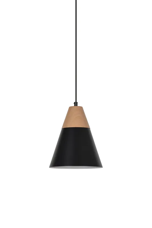 Suspension Sofia métal noir et bois E27 Ø 20 cm- COREP Soldes