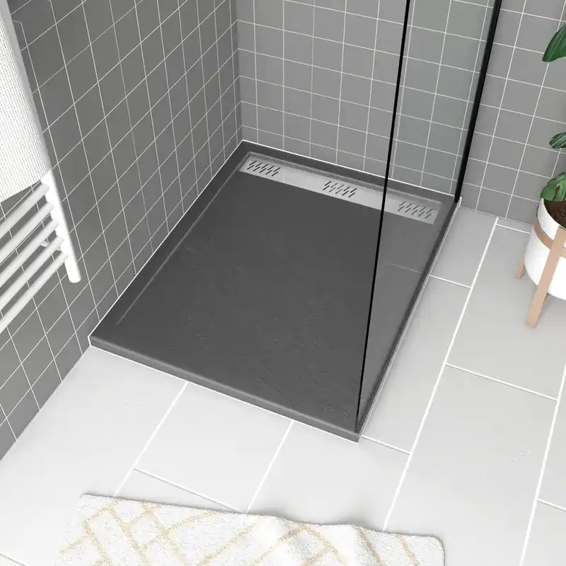Acheter Direct Receveur de douche 80x100 cm acrylique anthracite Pedra - AURLANE