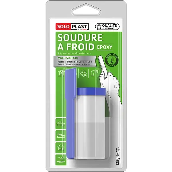 Soudure à froid époxy bi-composant - 125 g SOLOPLAST Top Vente