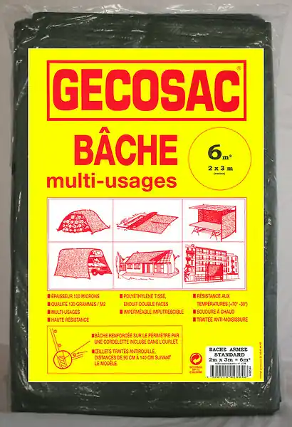 Bâche renforcée standard polypropylène 6m² GECOSAC Soldes