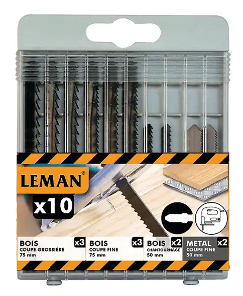 Meilleure Vente Lot 10 lames scie sauteuse queue T - Acier - Bois et métal LEMAN
