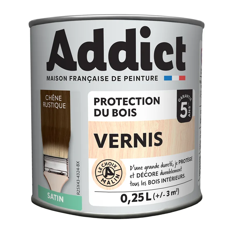 Vernis bois satin chêne rustique 250 ml - ADDICT Meilleur Prix