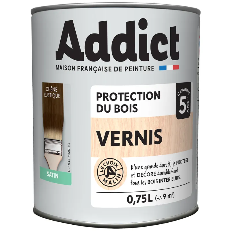 Vernis bois satin chêne rustique 0,75 L - ADDICT Expédié Aujourd'hui