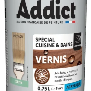 Quantité Limitée Vernis bois spécial cuisine et bains satin incolore 0,75 L - ADDICT