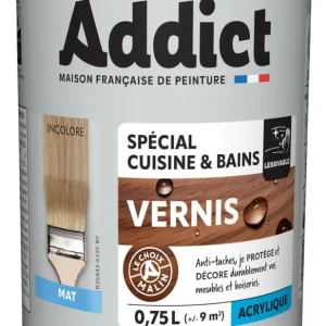 Offre Du Jour Vernis bois spécial cuisine et bains mat incolore 0,75 L - ADDICT