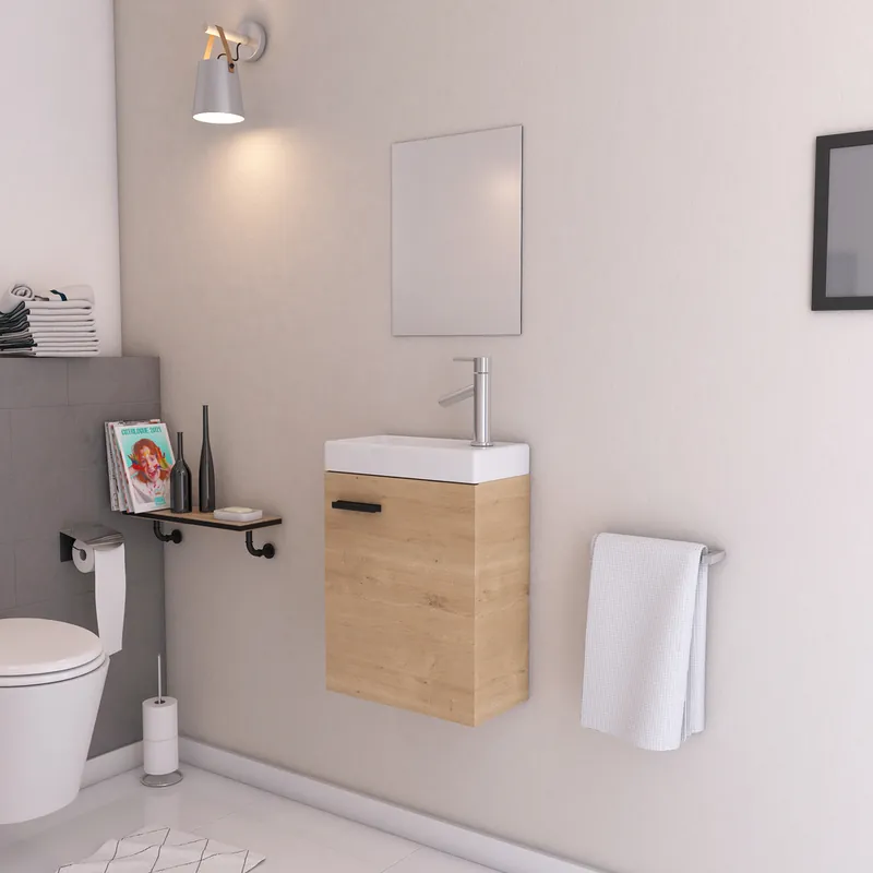 Lave-mains de salle de bains Sweet 41 x 50 x 22 cm MDF bois + miroir 35 x 44 cm Usine Directe