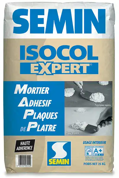 Isocol Expert - Mortier adhésif plaque de plâtre - 25kg SEMIN Jusqu'à Épuisement Des Stocks