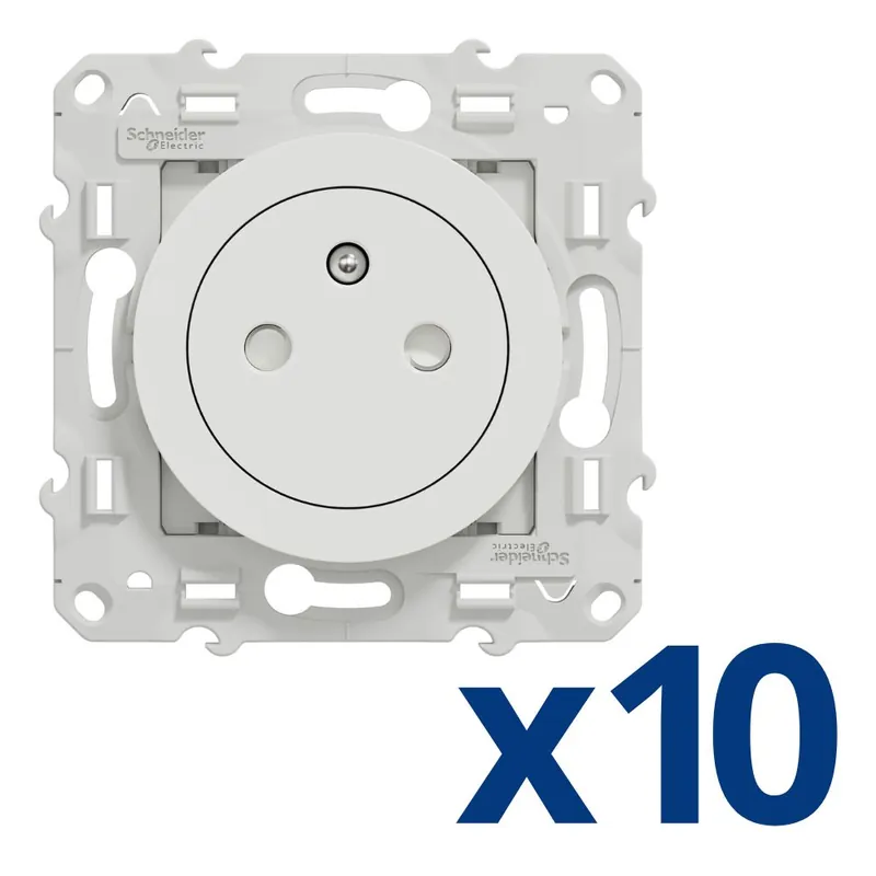 Meilleure Vente Prises 2 pôles + terre Odace 2011 affleurante blanc par 10 - SCHNEIDER ELECTRIC