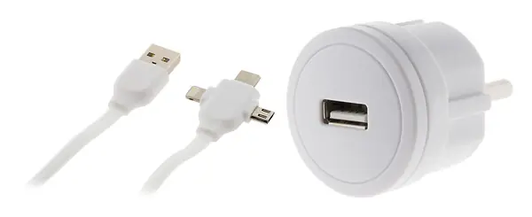 Adaptateur USB avec cordon - Blanc - 2,1 A ZENITECH Dernier Modèle