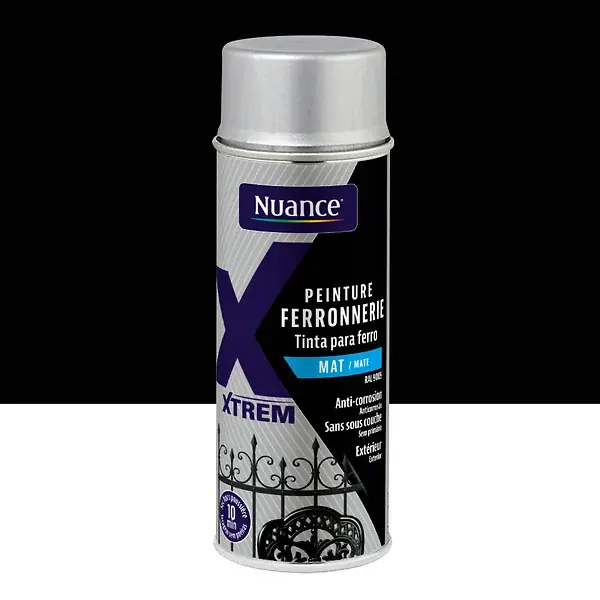 Peinture ferronerie aerosol - Noir - Mat - 400ml NUANCE Quantité Limitée