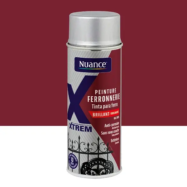 Peinture ferronnerie aerosol - Rouge basque - Brillant - 400ml NUANCE Offre Exclusive