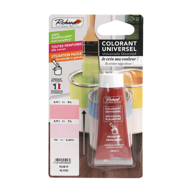 Bon Plan Colorant universel pour peinture 25 ml rouge vif RICHARD