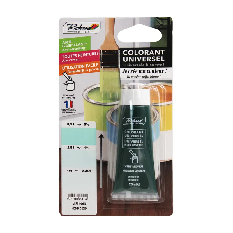 Colorant universel pour peinture 25 ml vert moyen RICHARD Certifié