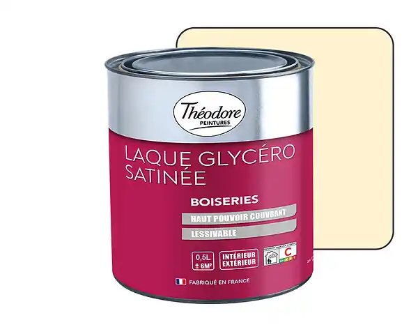 Paiement Sécurisé Peinture laque glycéro - Ivoire - Satin - 0,5L THEODORE PEINTURES