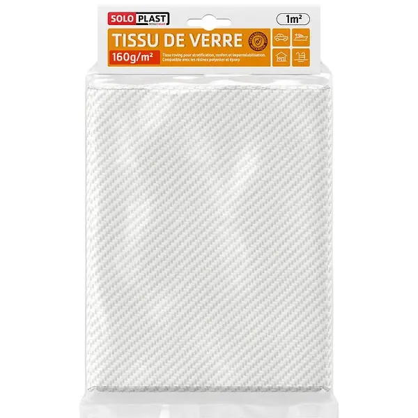 Livraison Express Tissu de verre 160g/m² - Fibre de verre - 1m² - Blanc SOLOPLAST