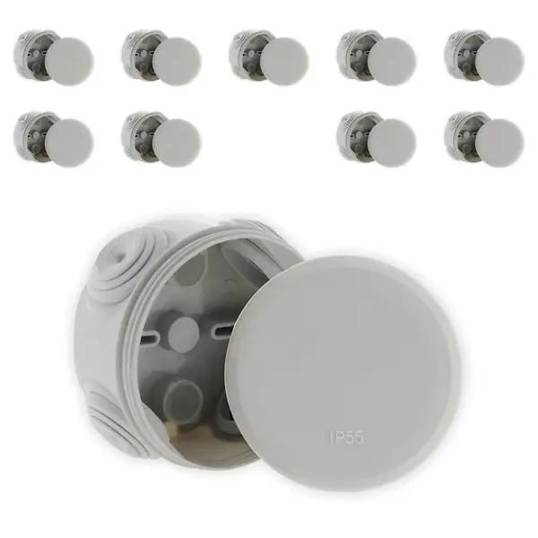 Lot de 10 boîtes de dérivation IP55 Ø70x35mm - Gris - Zenitech Pas Cher