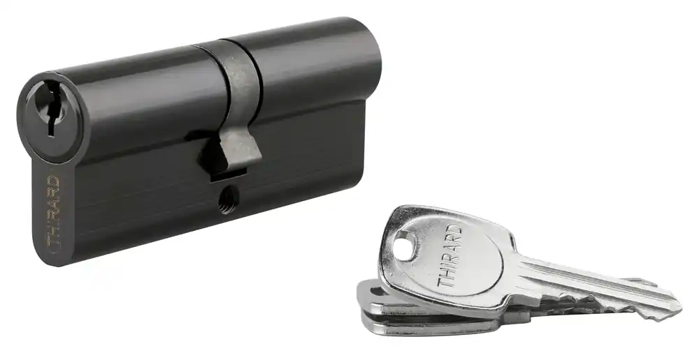 Vente Directe Cylindre de serrure double entrée 40 x 40 mm STD noir 3 clés THIRARD