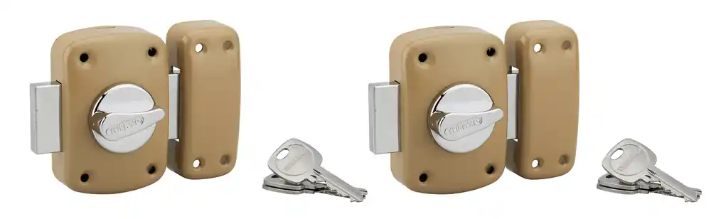 Verrou de porte d‘entrée Corvette à bouton et cylindre 45 mm doré 6 clés par 2 THIRARD Nouvel Arrivage