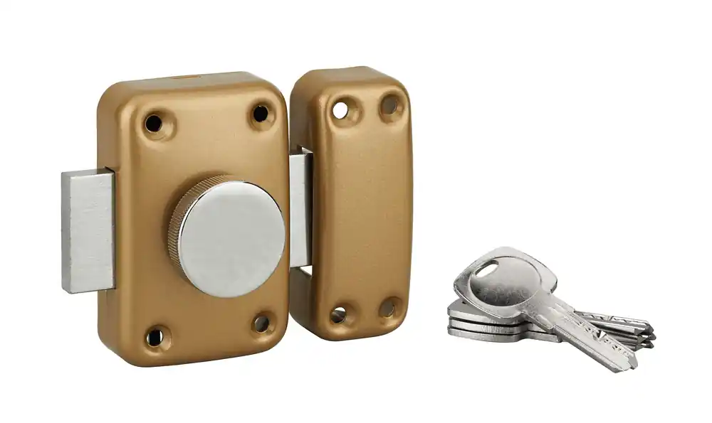 Verrou de porte d‘entrée Apache à bouton et cylindre 45 mm blanc 3 clés THIRARD Authentique