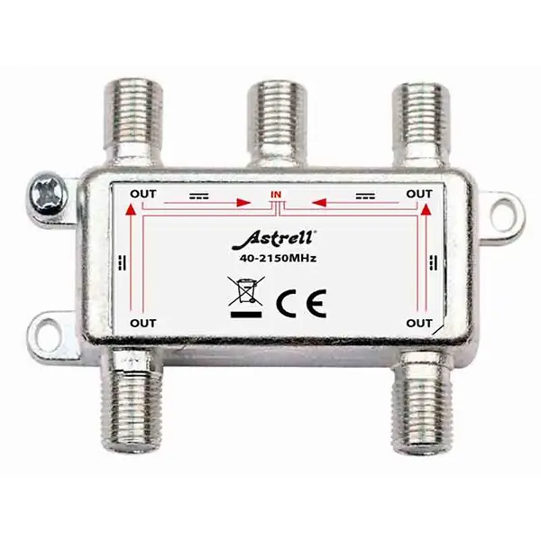 Répartiteur TV 4 voies amplifié - 40-2150 MHz ASTRELL Expédition Rapide