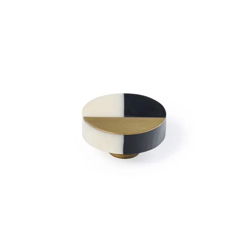 Bouton de meuble rond noir blanc doré diamètre 39 mm REI Bon Plan