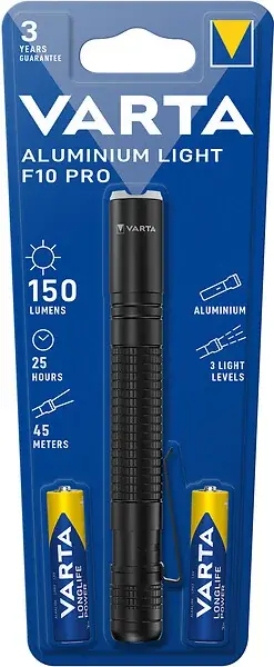 Torche LED aluminium - Light F10 Pro - Noire - 150 lumens VARTA Retour Gratuit