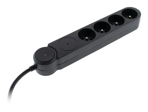 Bloc parafoudre IOTA 4 prises 16A avec interrupteur - Noir ZENITECH Dernier Modèle