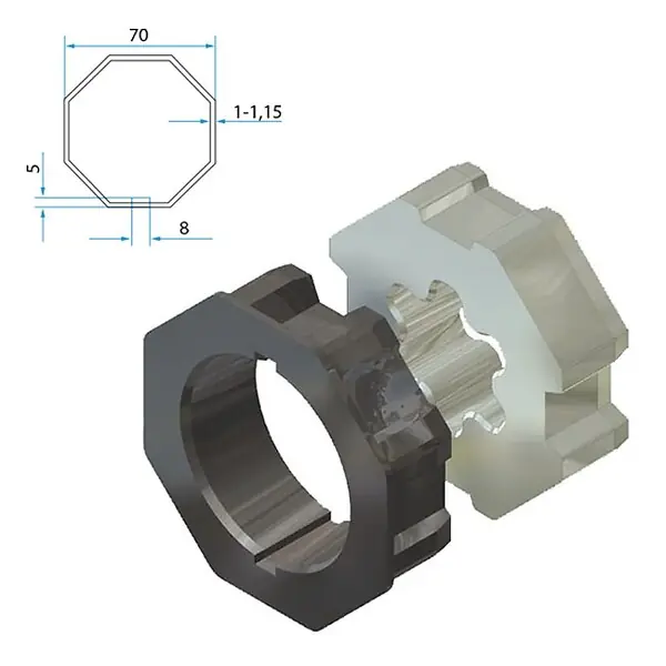 Adaptateurs moteur diamètre 45mm tube octogonal 70 - CHERUBINI - A4505_0502 Vente Flash