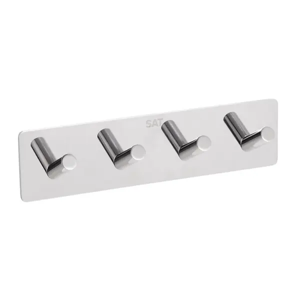 Offre Limitée Patère murale adhésive quadruple crochets en acier inoxydable, chrome brillant (HACEKNALEP4H) SWISS AQUA TECHNOLOGIES